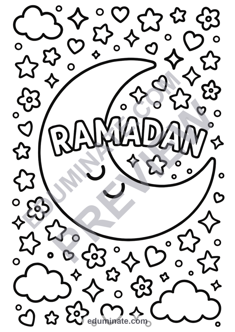 Ramadan Coloring Pages Islamic Holiday Mosques Activity Sheets Pack for Kids sample page 5