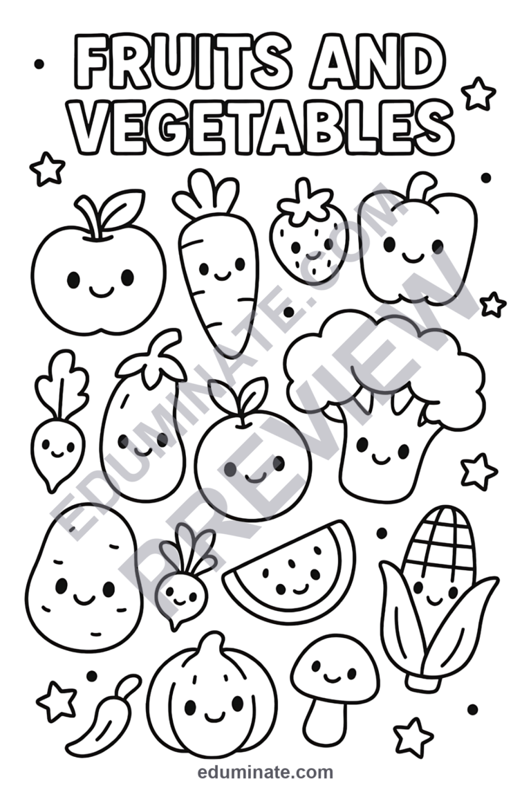 Fruits and Vegetables Coloring Pages Healthy Food 40 Cute Printable Sheets sample page 5