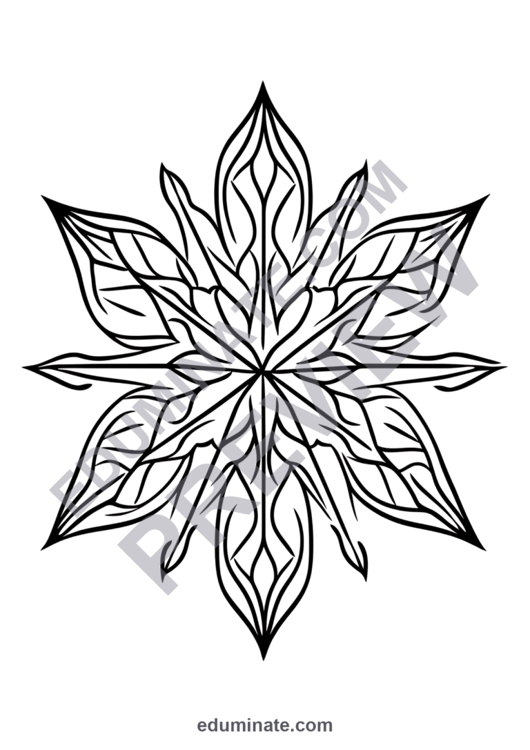 Winter Snowflake Coloring Pages 33 Geometric Ice Crystal Art Worksheets Sheets sample page 5