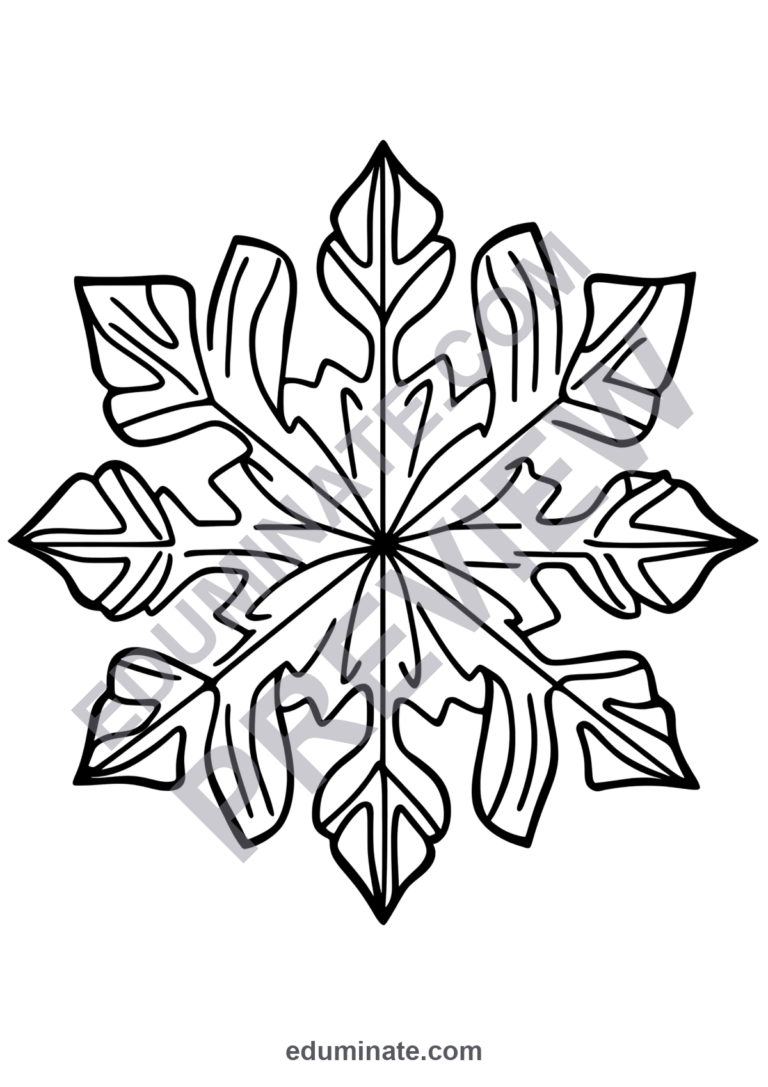 Printable Snowflake Coloring Pages 60 Nature Ice Crystal Winter Art Sheets sample page 5