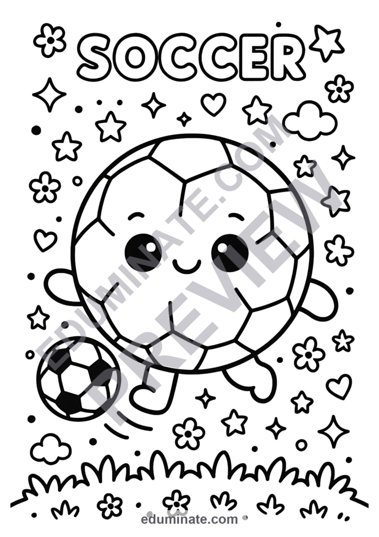 Soccer Coloring Pages Sports and Goal Scoring Activity Sheets Pack for Kids sample page 5