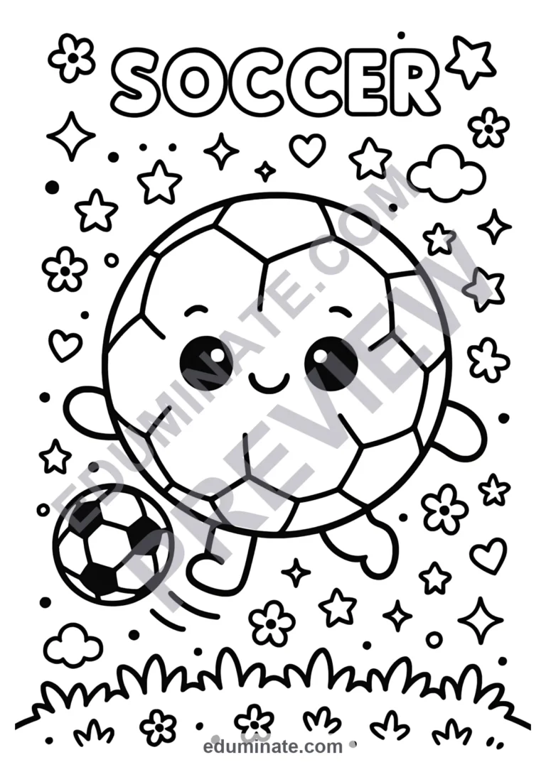 Soccer Coloring Pages Sports and Goal Scoring Activity Sheets Pack for Kids sample page 5