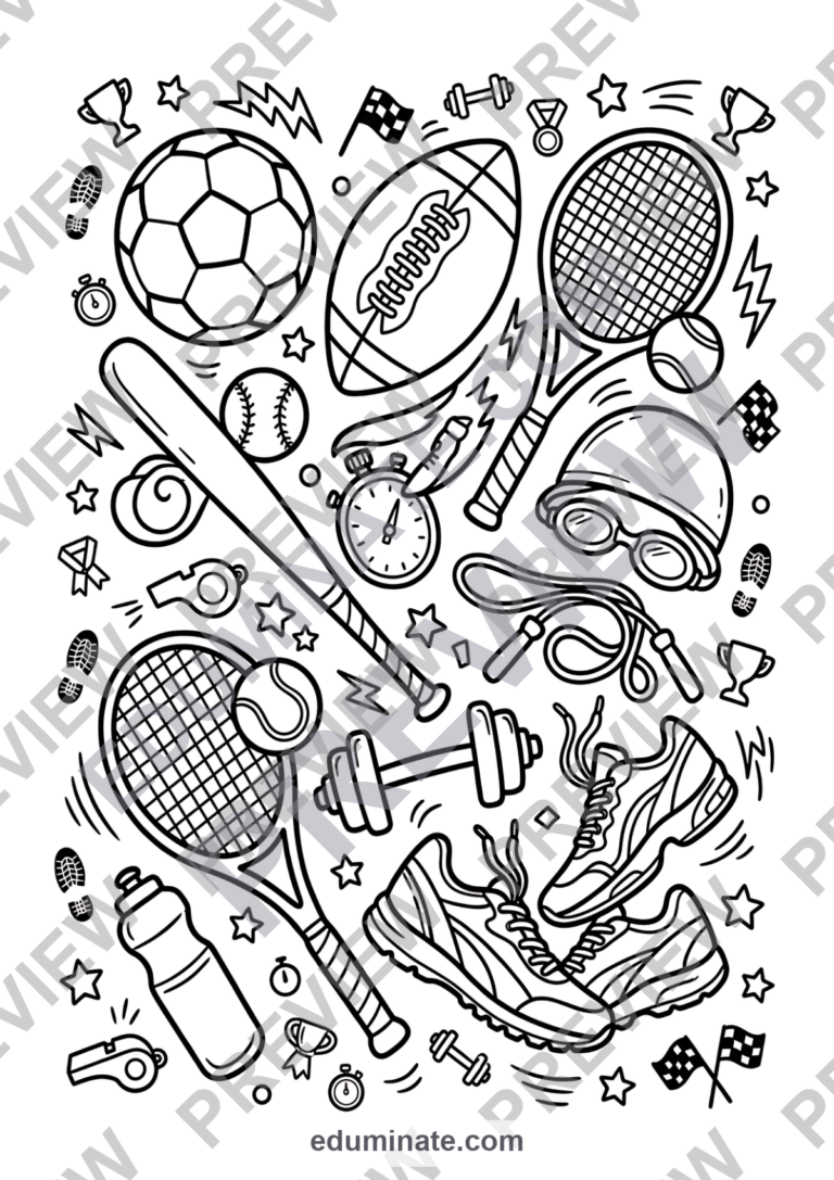 Physical Activity Coloring Pages PE Fitness Health Activity Sheets Pack Kids sample page 5