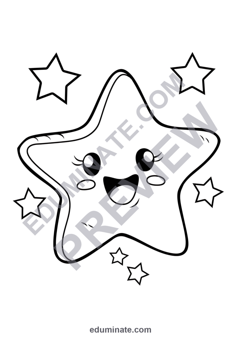 Printable Star Coloring Pages Geometric Shapes Activity Sheets Pack for Kids sample page 5