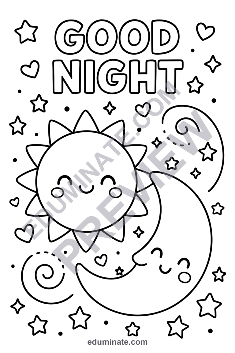 Sun and Moon Coloring Pages Celestial Astronomy Activity Sheets Pack Kids sample page 5