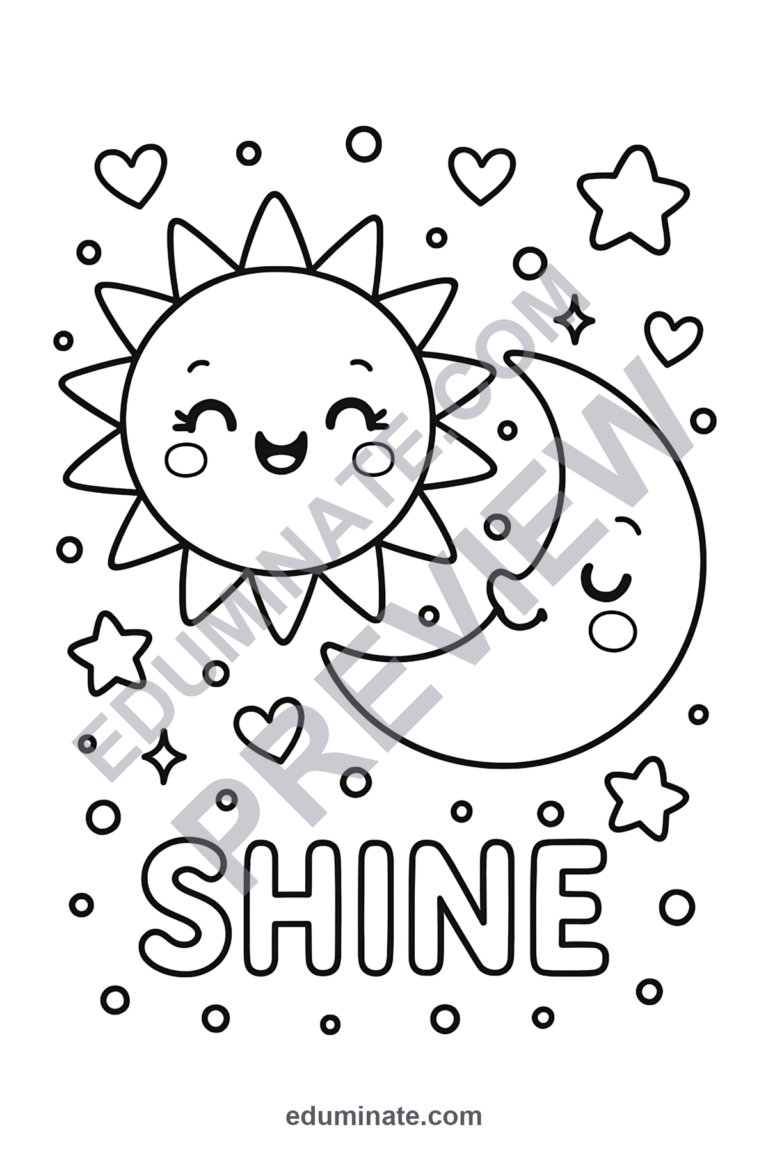 Sun Moon and Stars Coloring Pages 39 Celestial Day Night Sky Art Activity Sheets sample page 5