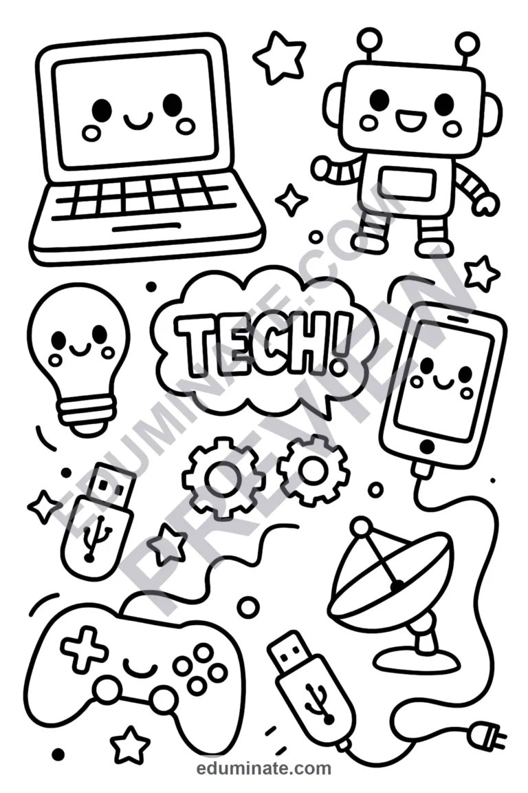 Computer Science Coloring Pages: 56 Simple STEM Sheets