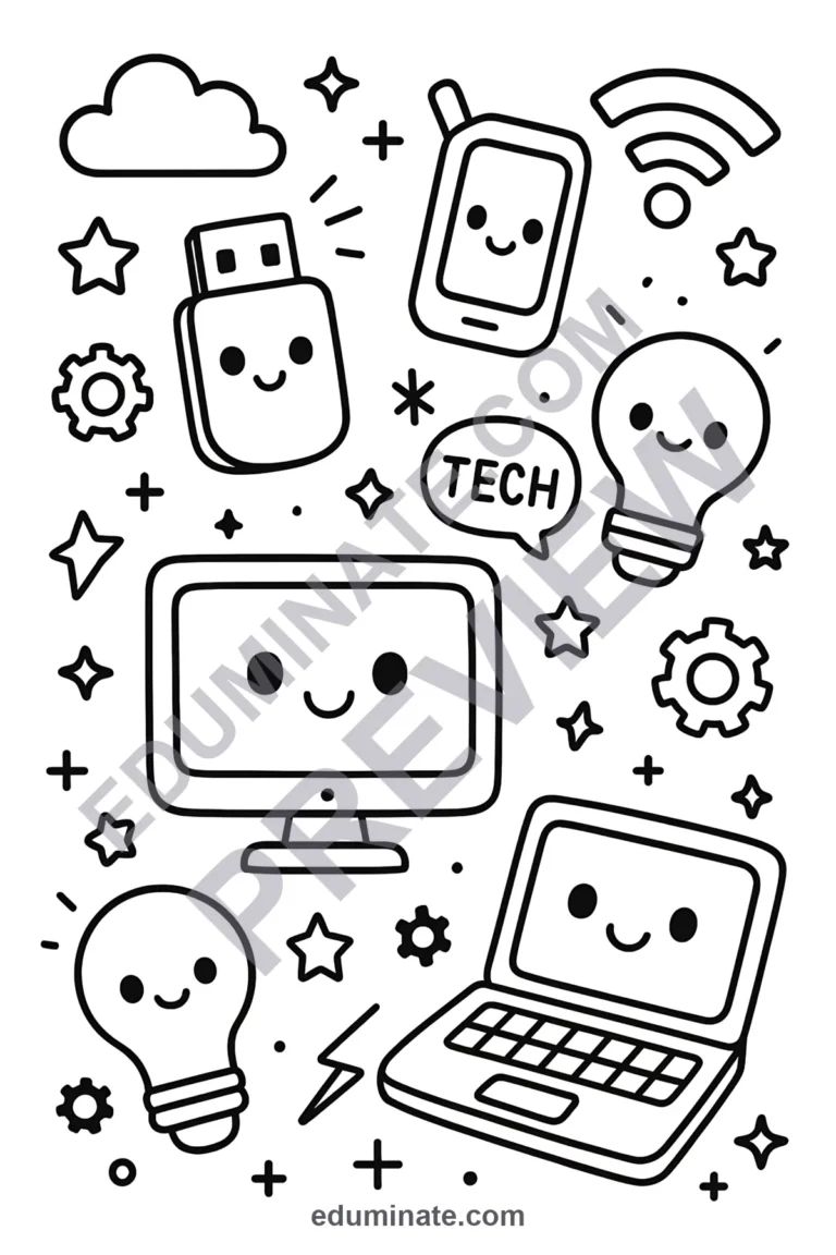 30 Easy Simple Technology Coloring Pages Lab Art Fun