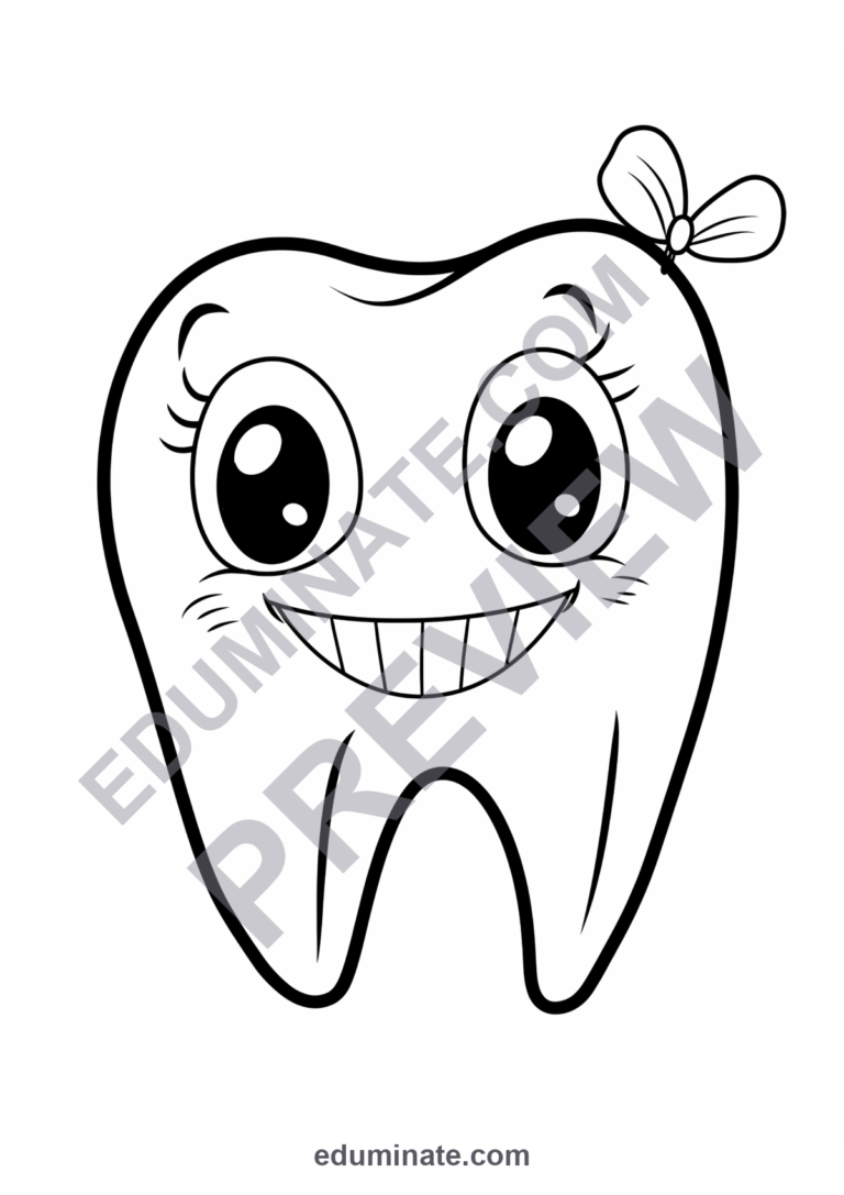 Tooth Coloring Pages Dental Health and Hygiene Art Activity Pack for Kids sample page 5