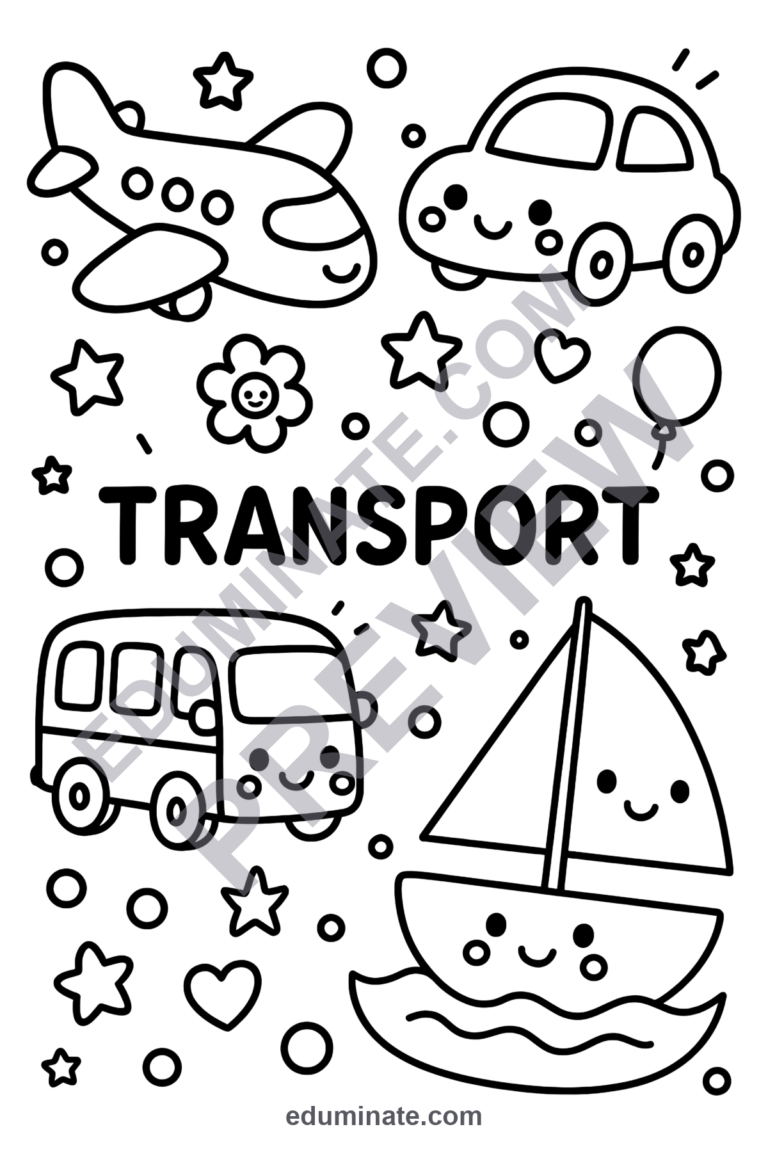 Transportation Coloring Sheets City Transit and Commuting Activity Pack Kids sample page 5