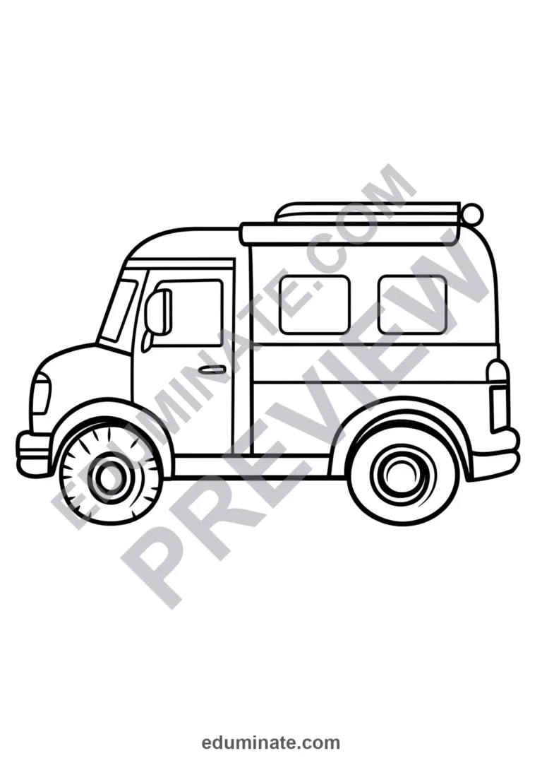 Transportation Vehicles Coloring Pages Emergency and Work Activity Sheets Kids sample page 5