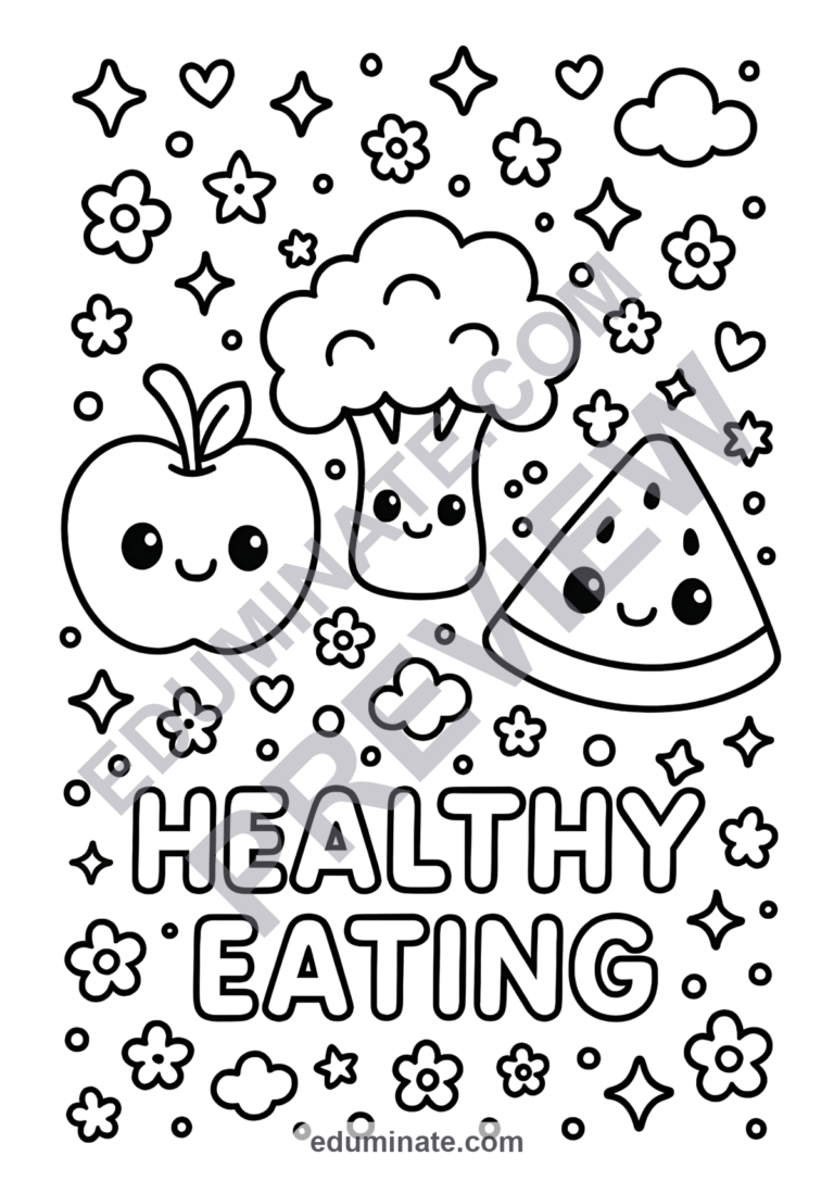 Healthy Eating Coloring Pages Nutrition Food Groups 40 Printable Activities sample page 5
