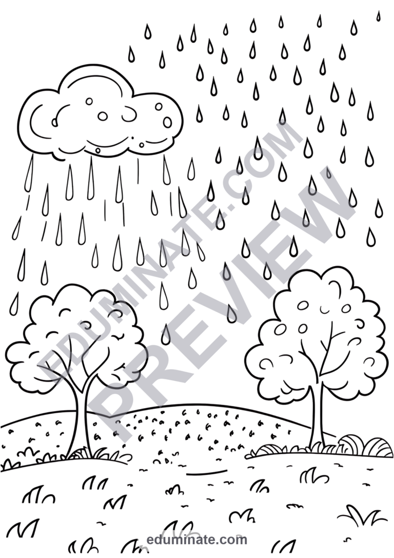 Types of Weather Coloring Pages 100 Rain Sunshine Clouds and Seasons Art Sheets sample page 5