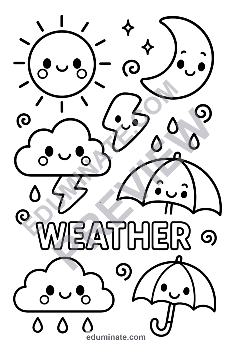 Weather Coloring Pages Four Seasons Meteorology Activity Sheets Pack Kids sample page 5
