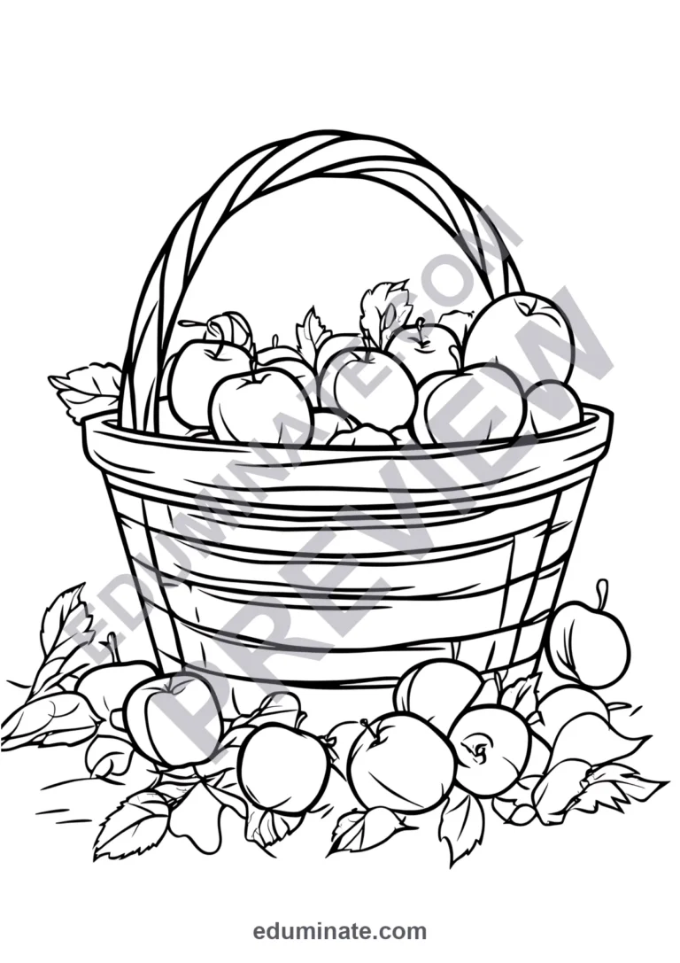 Apple Coloring Book Pages: Simple 10 Page Fall Set