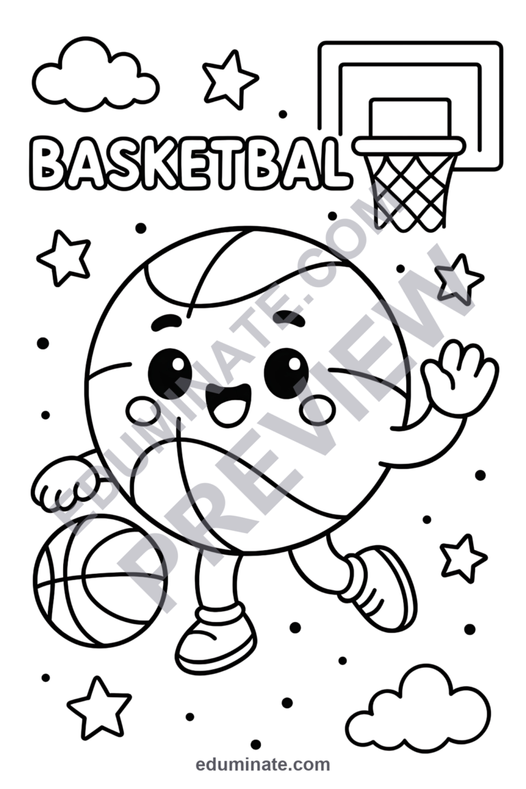 Printable Basketball Coloring Pages for Kids | Sports Sheets | Slam Dunk Book sample page 5