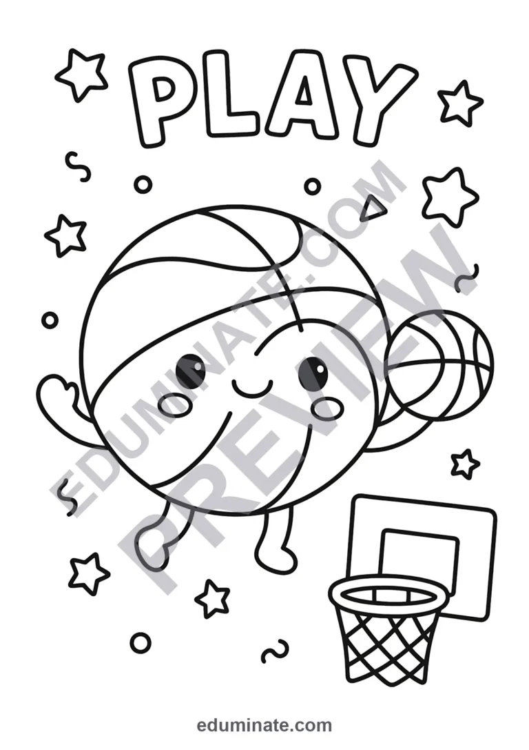 Basketball Hoop Coloring Pages | Hoops Action Sheets | Swish Sports Printables sample page 5
