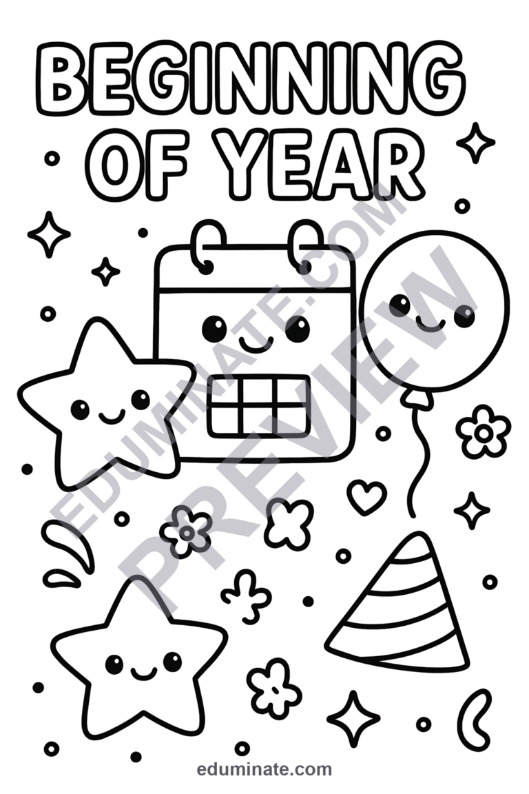 24 Beginning of the Year Coloring Pages Back to School Sheets for Primary Grades sample page 5