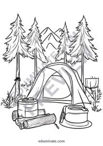 21 Camping Coloring Pages Printable Outdoor Adventure Activity Sheets for Kids page 5