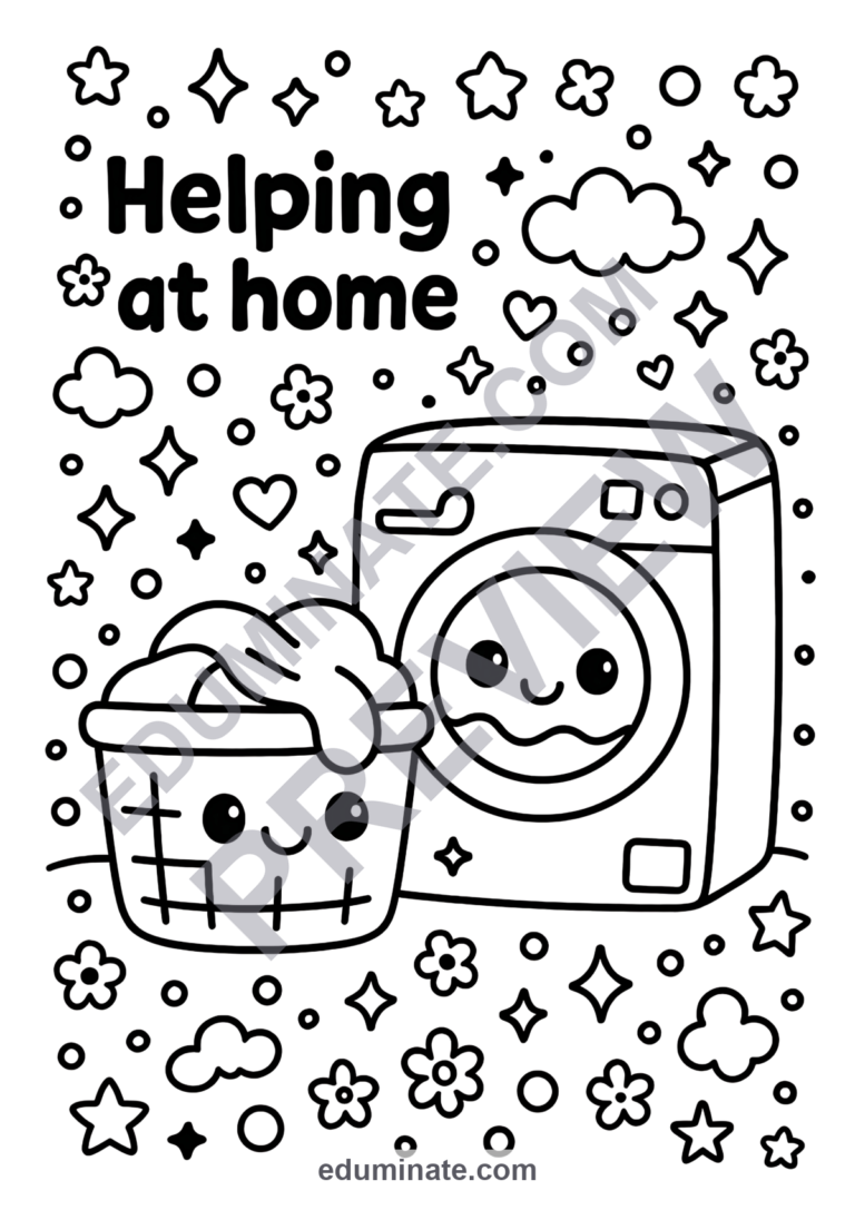 Helping at Home Coloring Pages Family Chores 53 Cute Printable Worksheets sample page 5