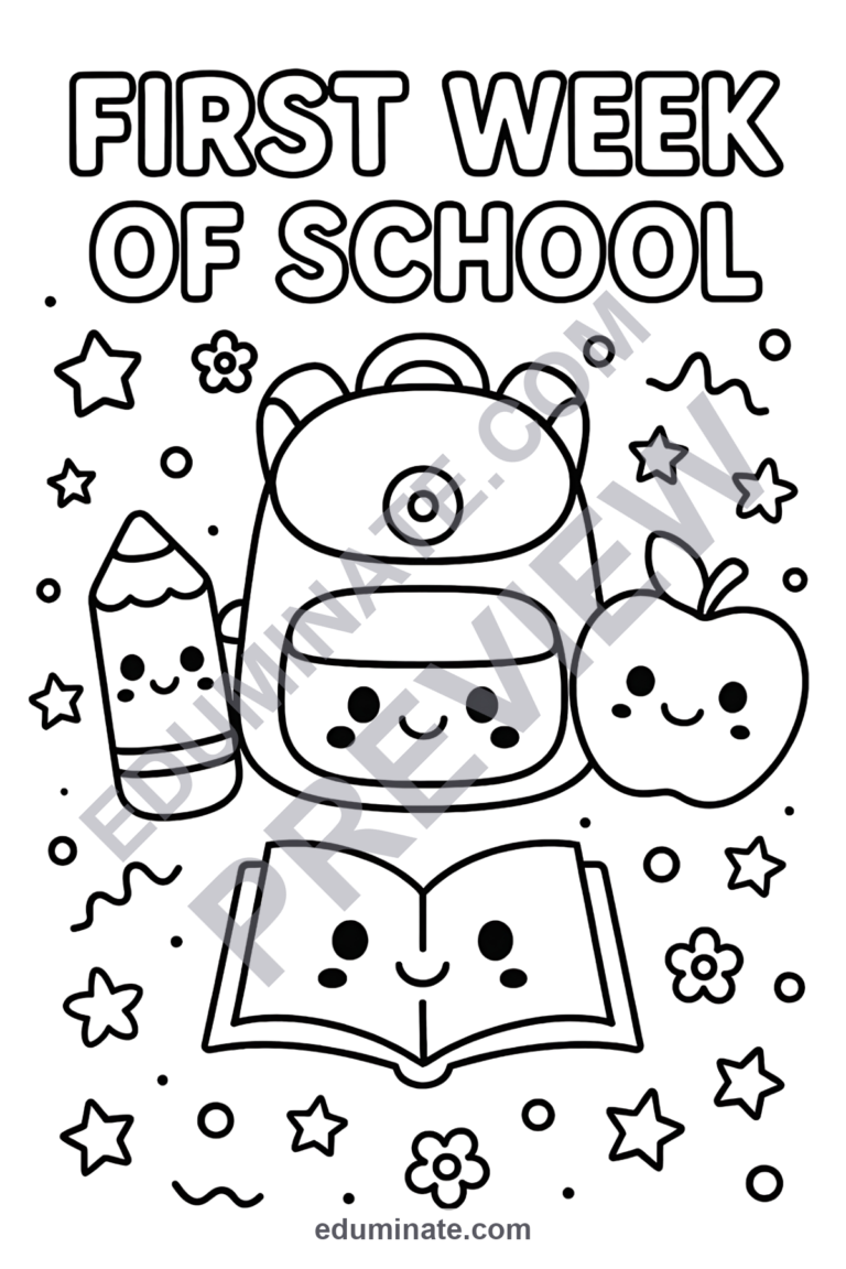First Day of School Coloring Pages Back to School Activities for Kindergarten sample page 5