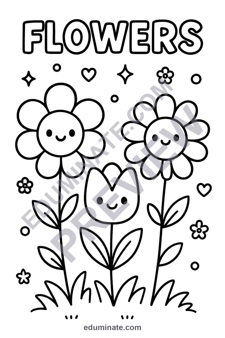 Flowers Coloring Pages Cute Garden Botanical Nature Activity Sheets for Kids sample page 5