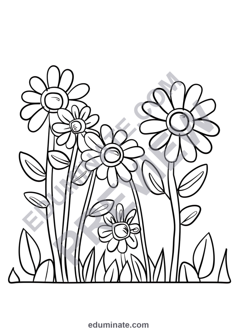 Flower Coloring Book Pages Botanical Garden Activity Sheets for Classroom Art sample page 5