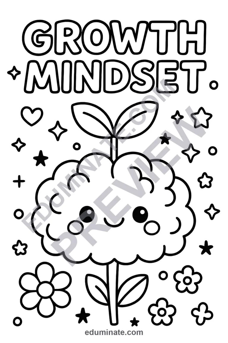 Printable Growth Mindset Coloring Pages Positive Affirmation Sheets for Kids sample page 5