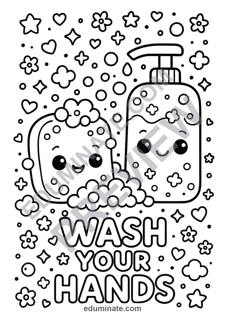 Hand Washing Coloring Pages Healthy Habits Hygiene Activity Sheets for Kids sample page 5