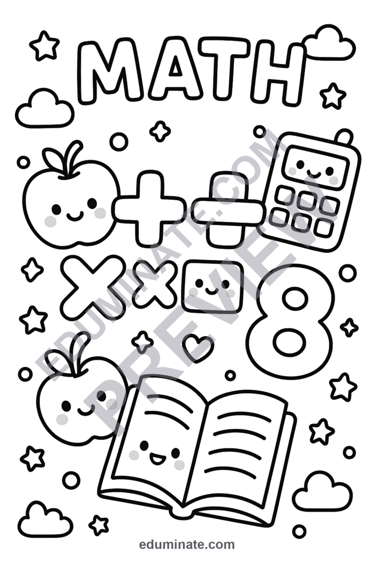 Kindergarten Math Coloring Pages Numbers Art Activity Sheets Pack for Kids sample page 5