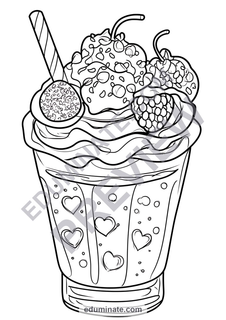 Ice Cream Cake Coloring Pages Printable Bakery Dessert Sheets 32 Fun Pages sample page 5