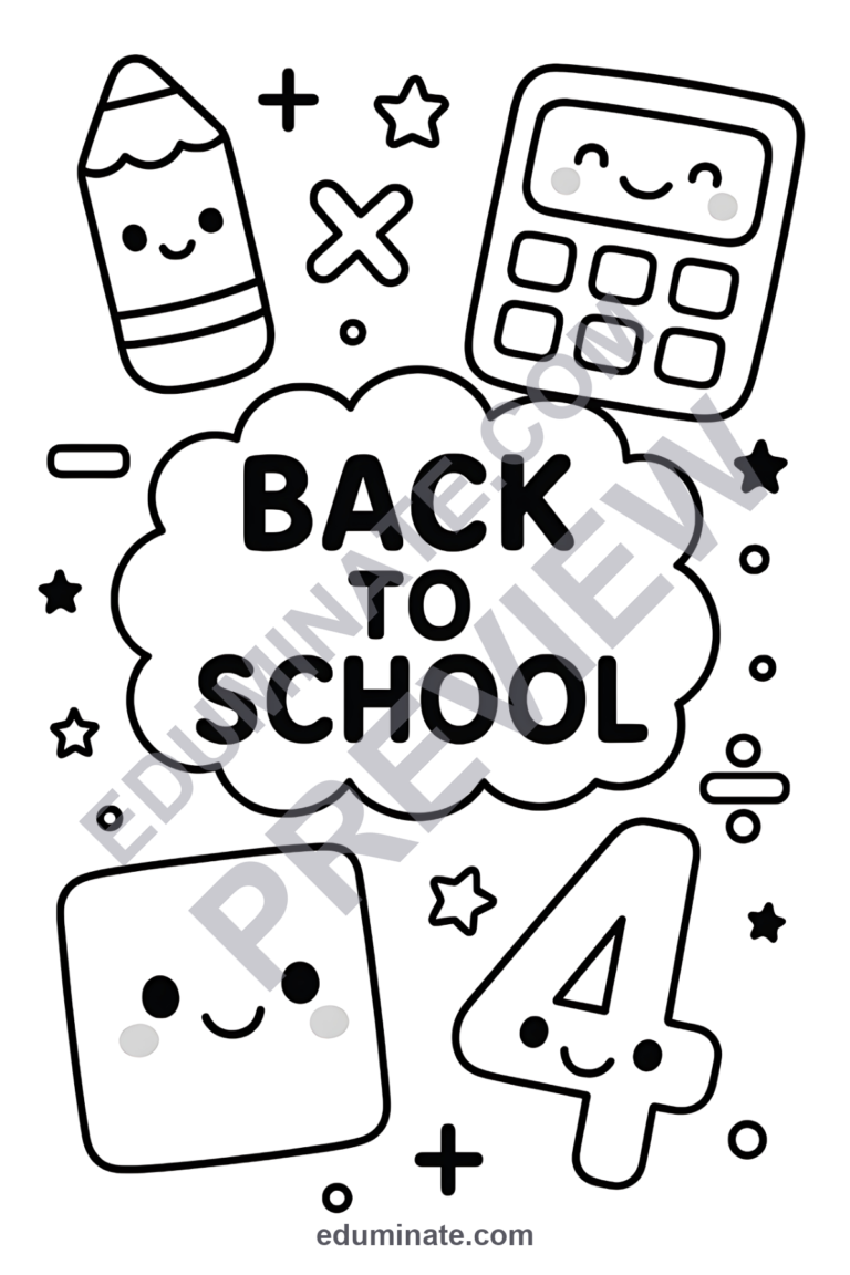 Back to School Math Coloring Sheets | Number Sheets | Elementary Math Book sample page 5