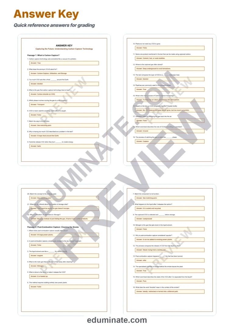Carbon Capture Reading Comprehension Passages And Questions Worksheets Packet sample page 5