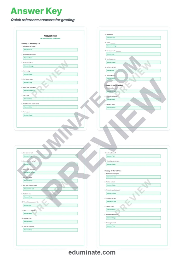 Kindergarten Reading Comprehension Passages and Questions Early Literacy Pack sample page 5