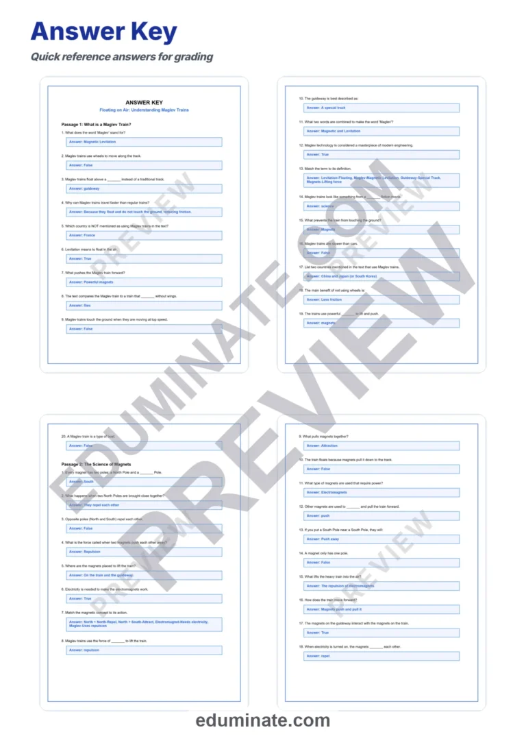 Maglev Trains Reading Comprehension Passages And Questions Printable Pack sample page 5
