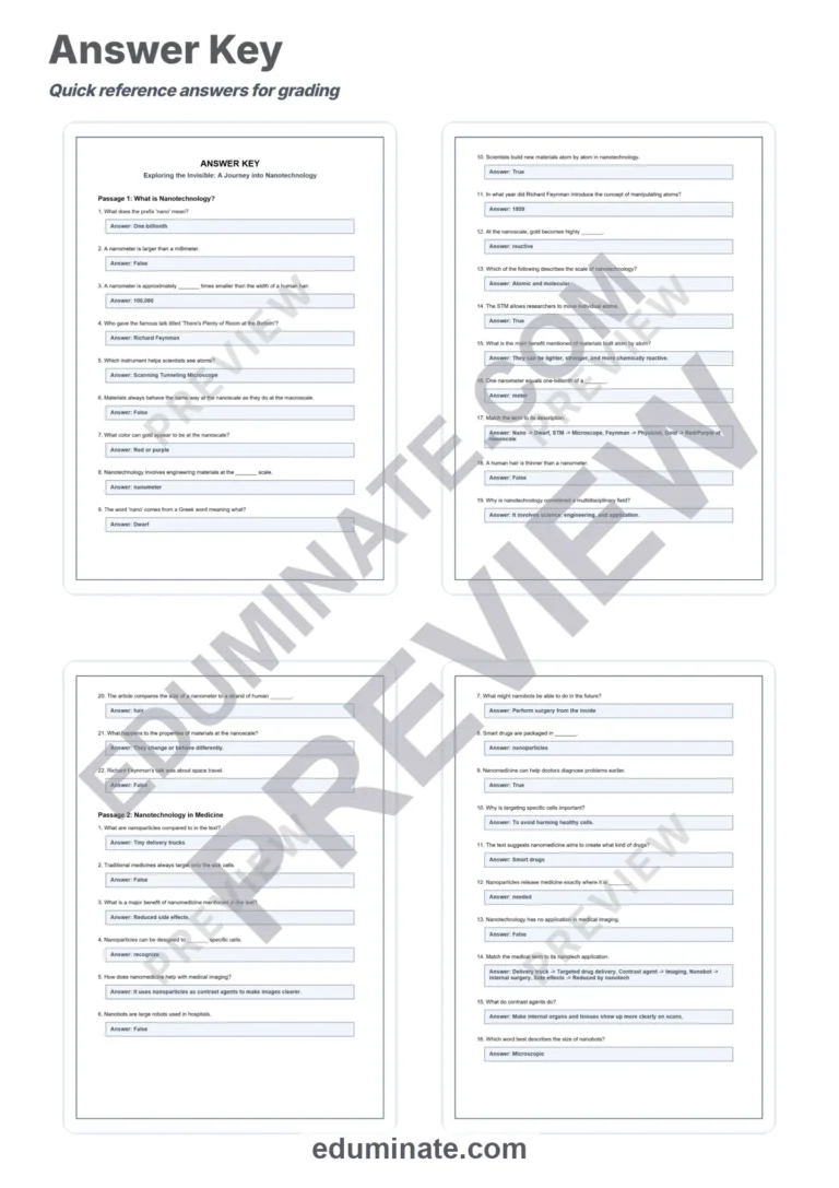 Nanotechnology Reading Comprehension Passages And Questions Printable Pack sample page 5