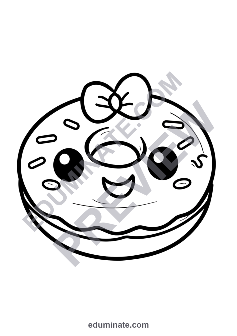 Donut Coloring Pages Printable | Cute Sweet Treats Bakery Sheets for Kids sample page 5