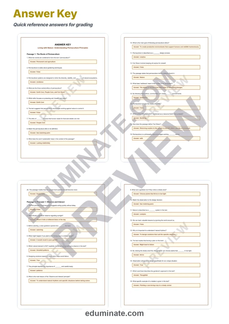 Permaculture Reading Comprehension Passages And Questions Student Worksheets sample page 5