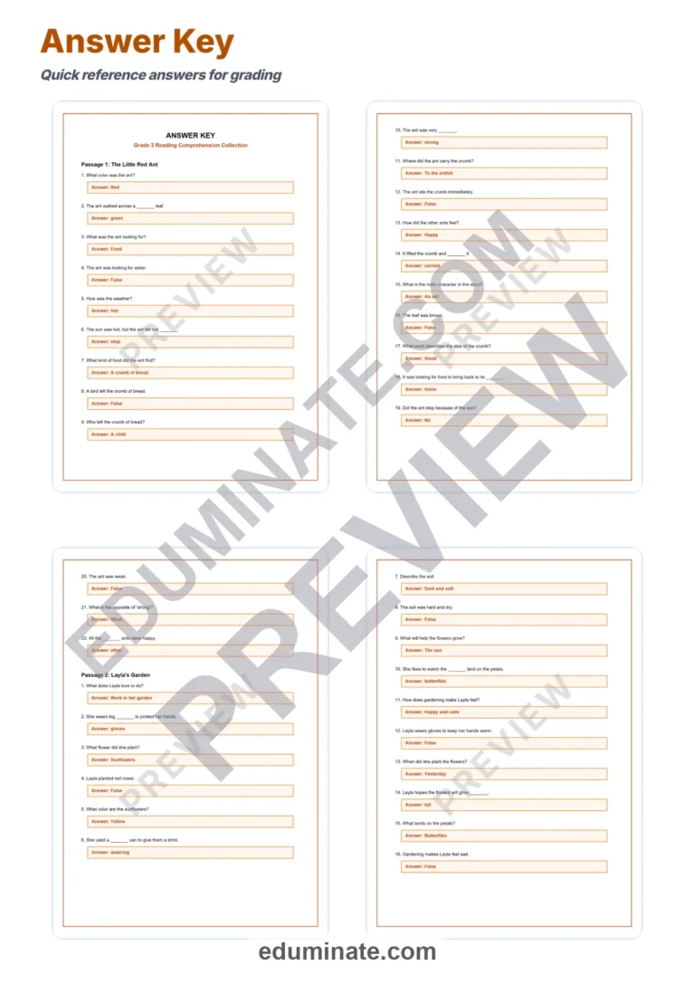 Third Grade Reading Comprehension Passages and Questions Student Reader Pack sample page 5