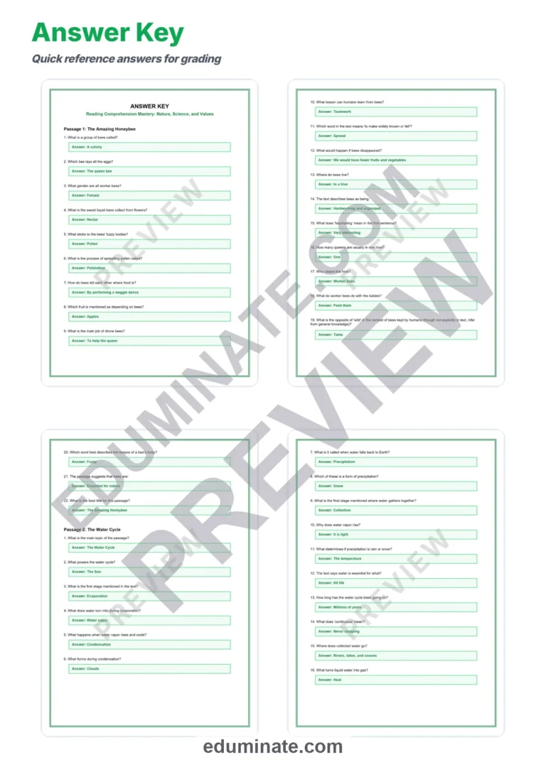 Fourth Grade Reading Comprehension Multiple Choice Passages Practice Pack sample page 5