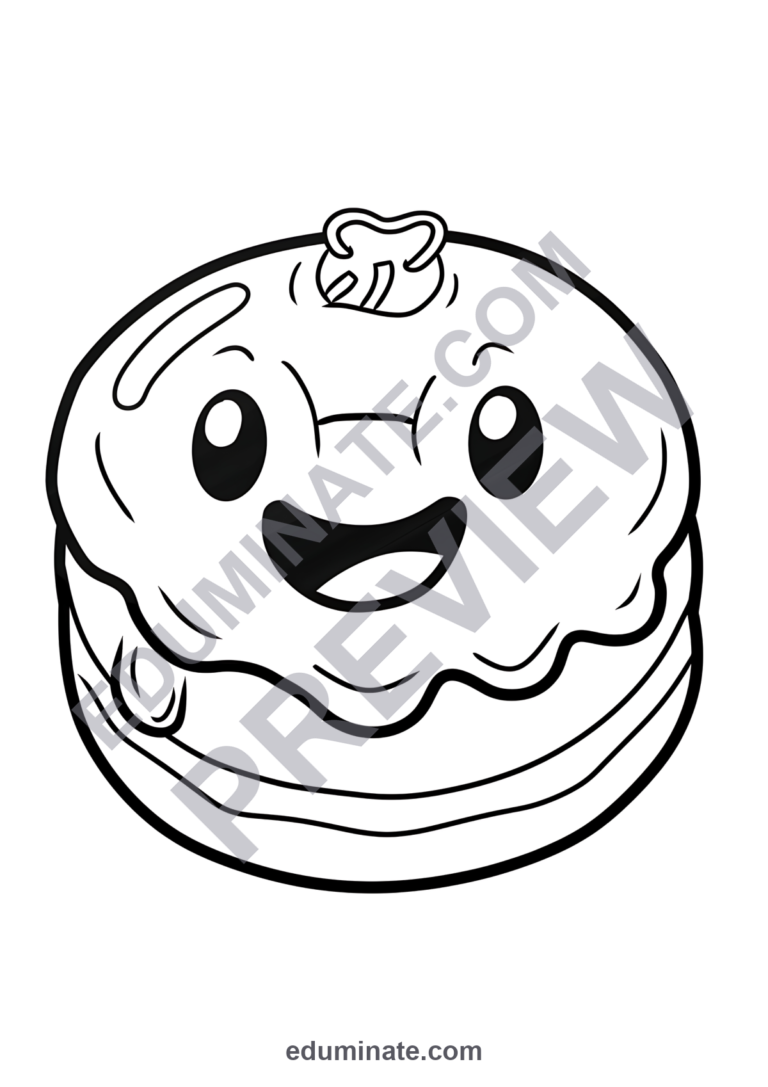 Cute Donut Coloring Pages | Sweet Treats Food Art Activity Sheets for Kids sample page 5