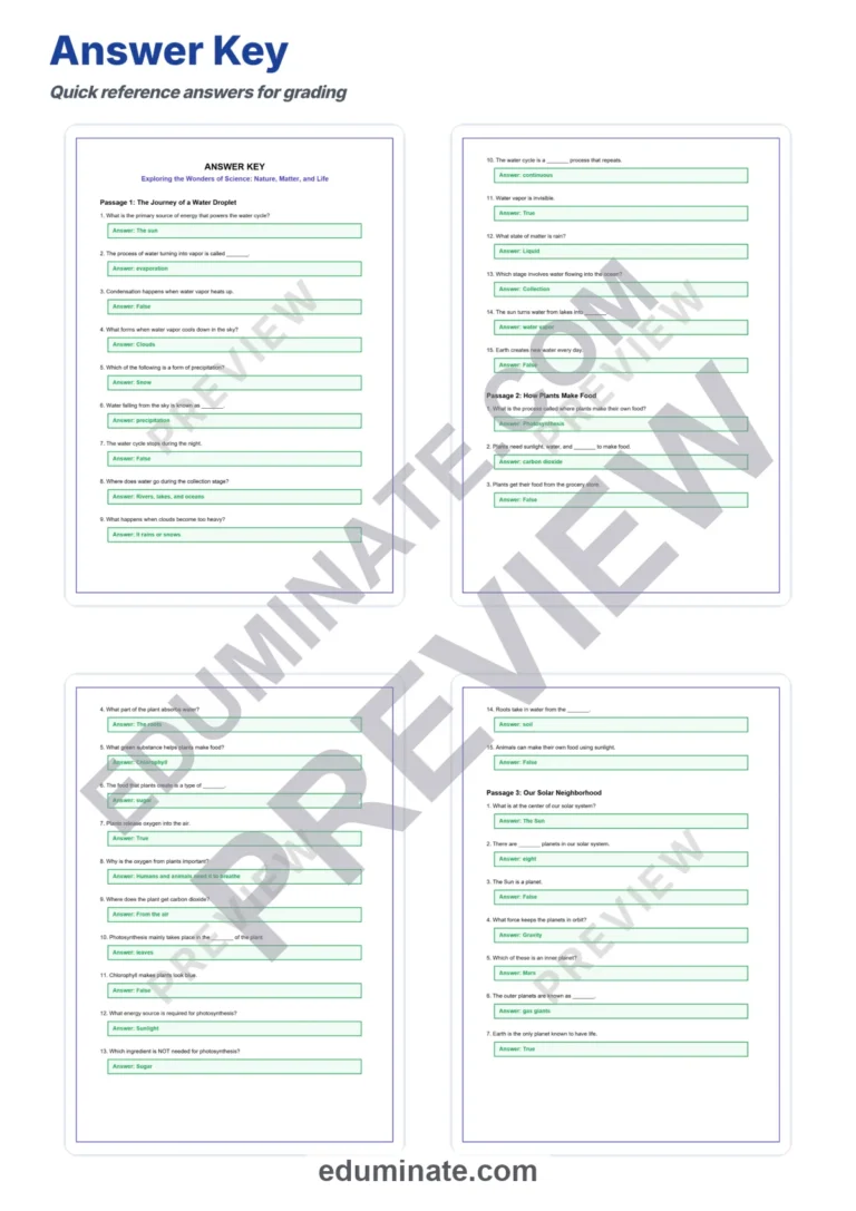 Science Reading Comprehension Passages and Questions Elementary Science Pack sample page 5