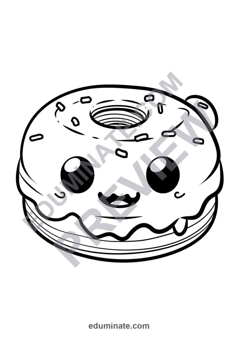 Doughnut Coloring Pages | Sweet Treats Bakery Food Art Activity Sheets for Kids sample page 5