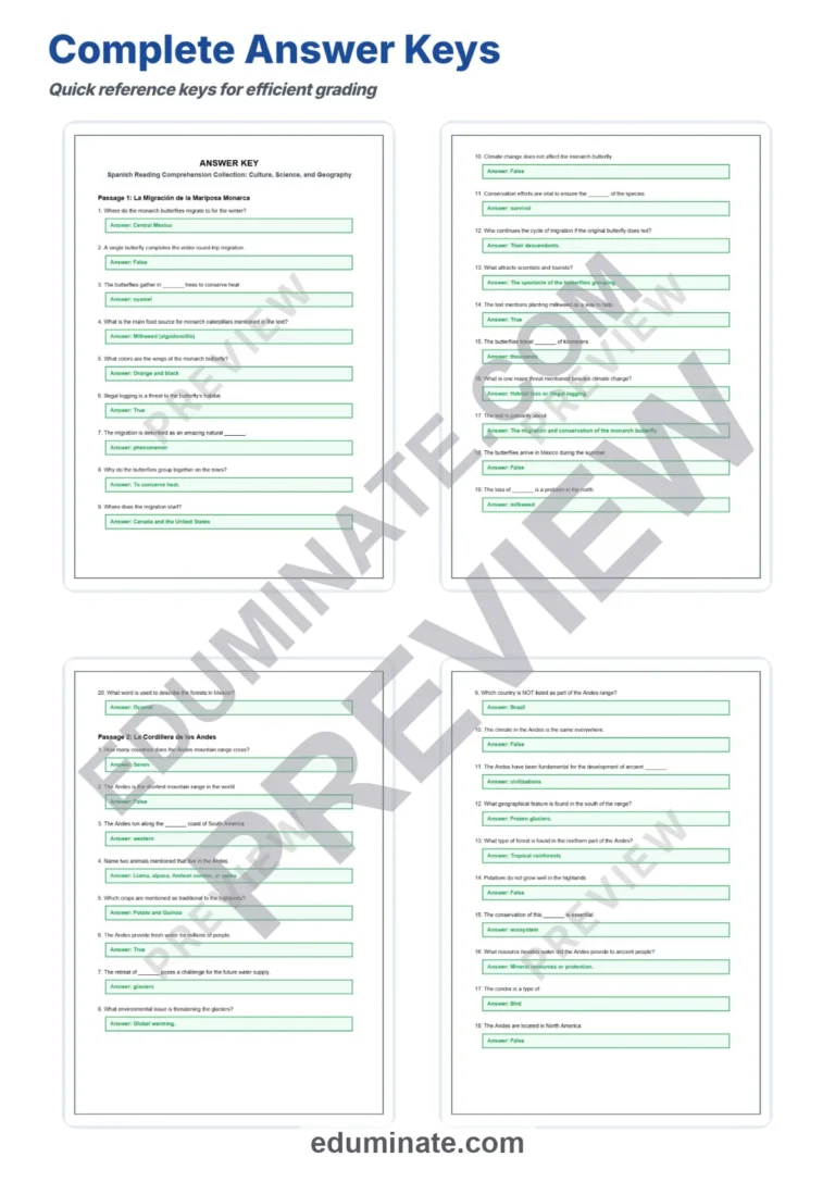 Spanish Reading Comprehension High School – Reading Passages and Questions sample page 5