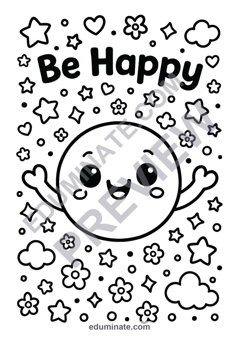 Emotions Coloring Pages | Happy Feelings and SEL Art Activity Sheets for Kids sample page 5