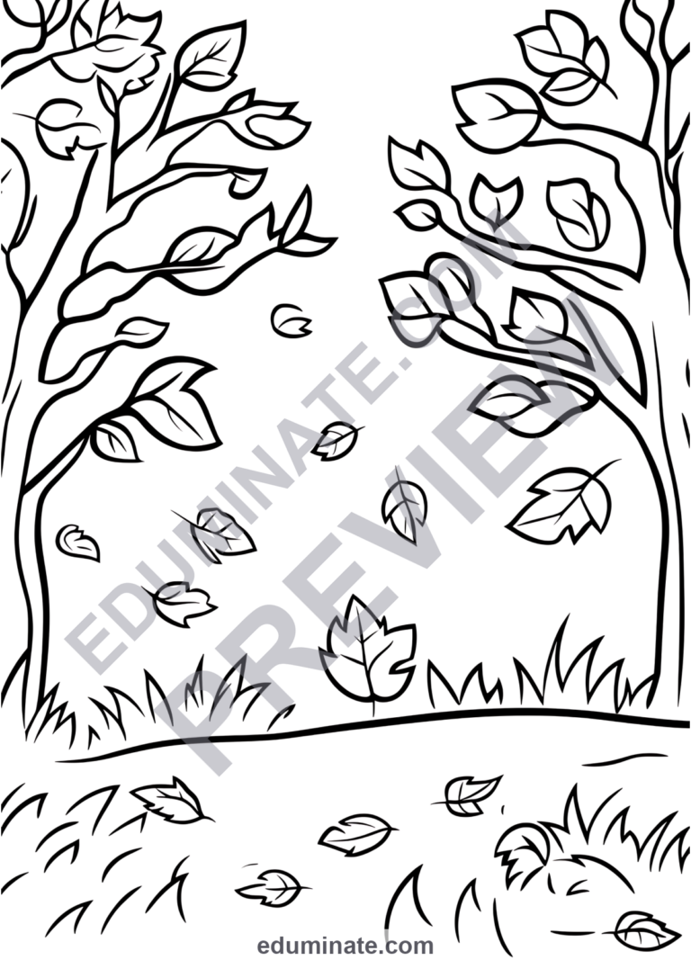 Fall Coloring Pages Autumn Activity Sheets for Kindergarten and First Grade sample page 5