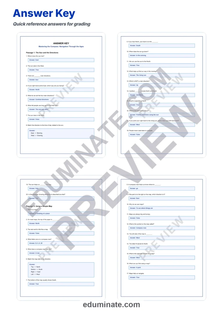 Compass Navigation Reading Comprehension Passages and Questions Grades 2-6 sample page 5