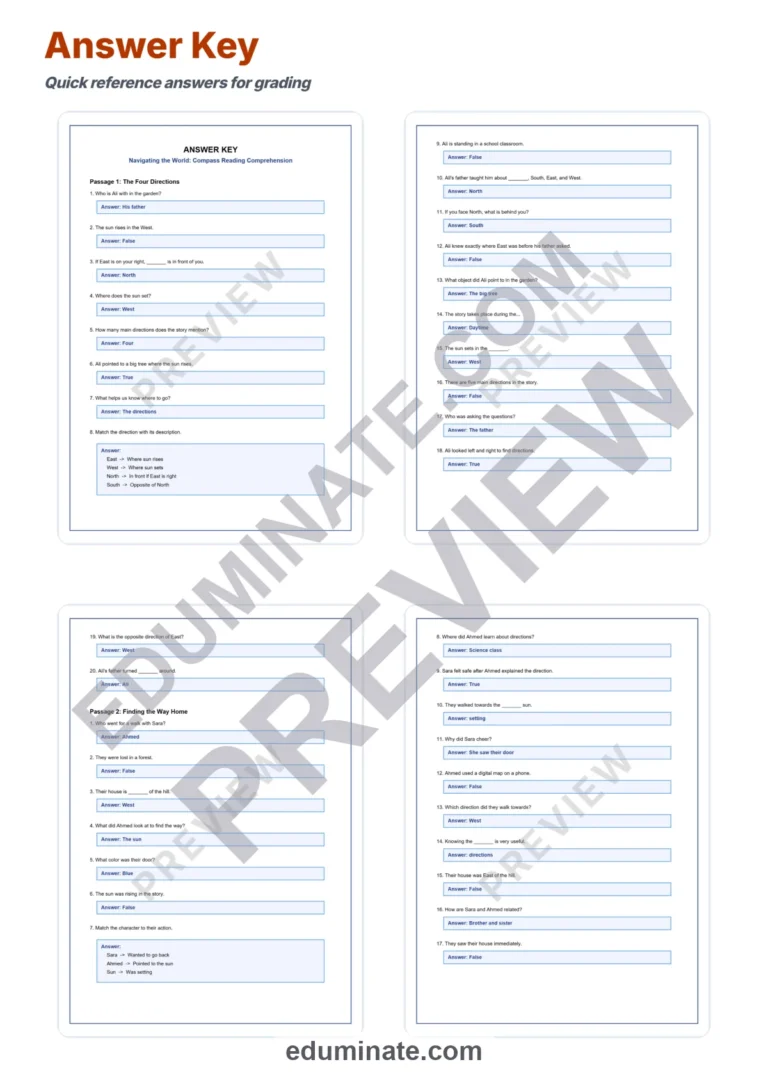 Compass Reading Comprehension Passages and Questions Packet for Grades 2-7 sample page 5