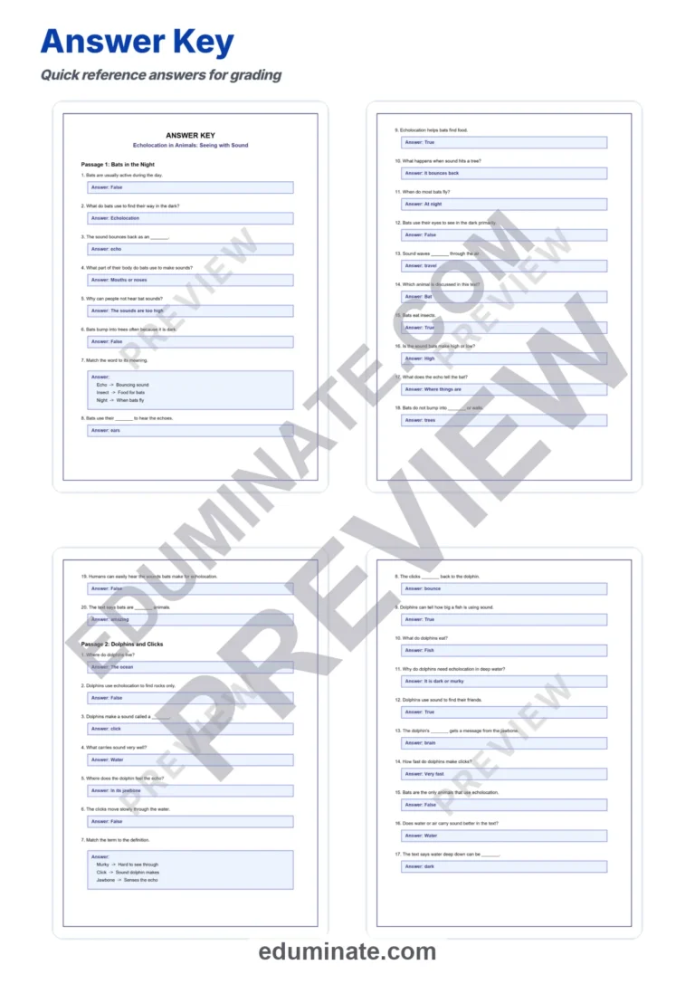 Echolocation in Animals Reading Comprehension Passages and Questions Grades 3-7 sample page 5
