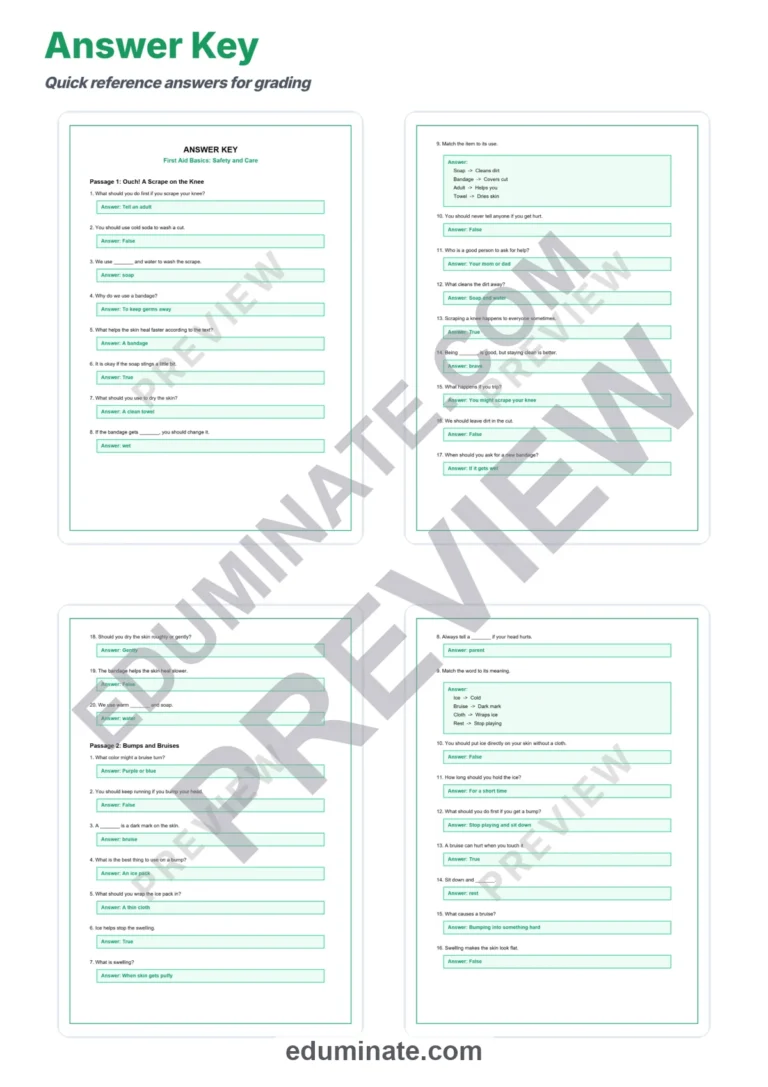 First Aid Basics Reading Comprehension Passages and Questions for Grades 2-6 sample page 5